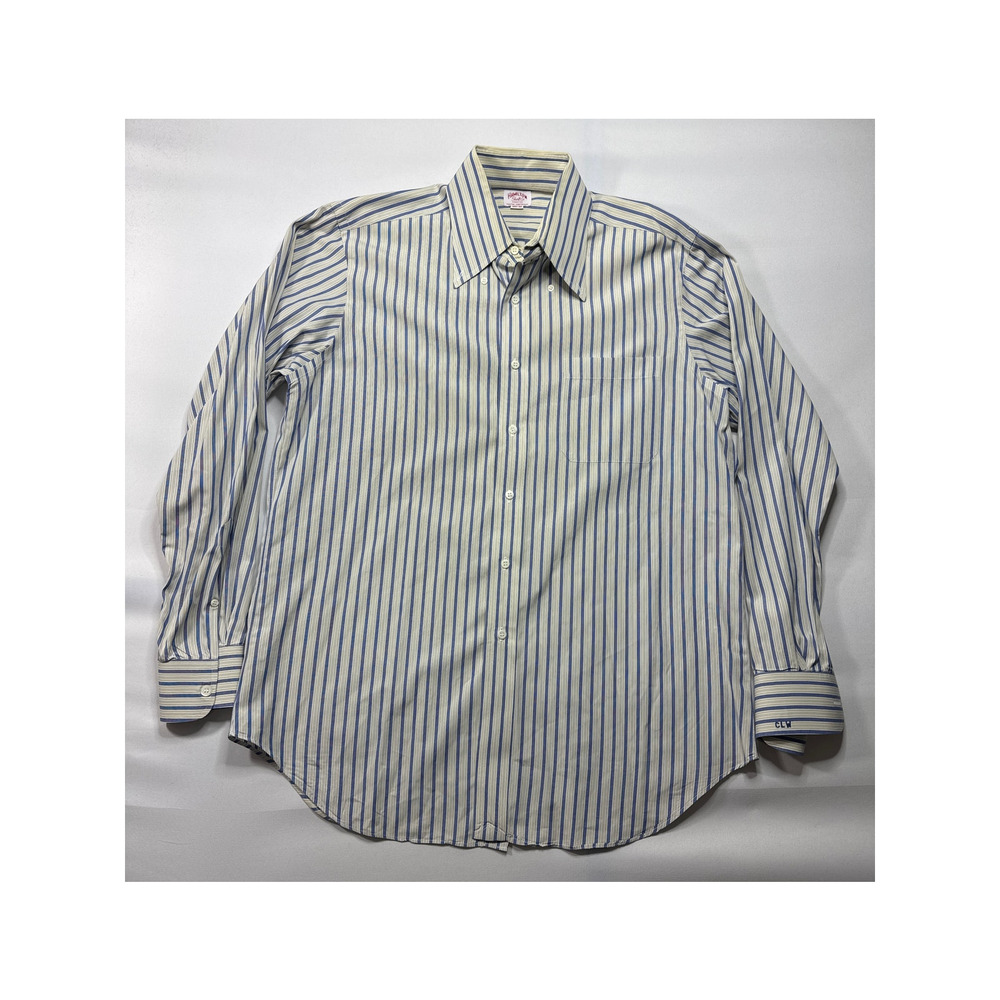 Hamilton Shirt Co. May '00 Men's Long Sleeve Blue Yellow Striped Dress Shirt -XL